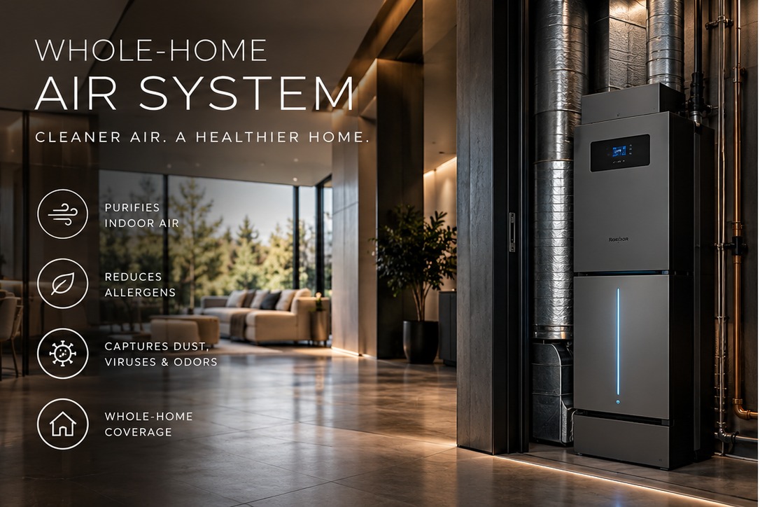 Whole-home air system unit, ducting and purification
