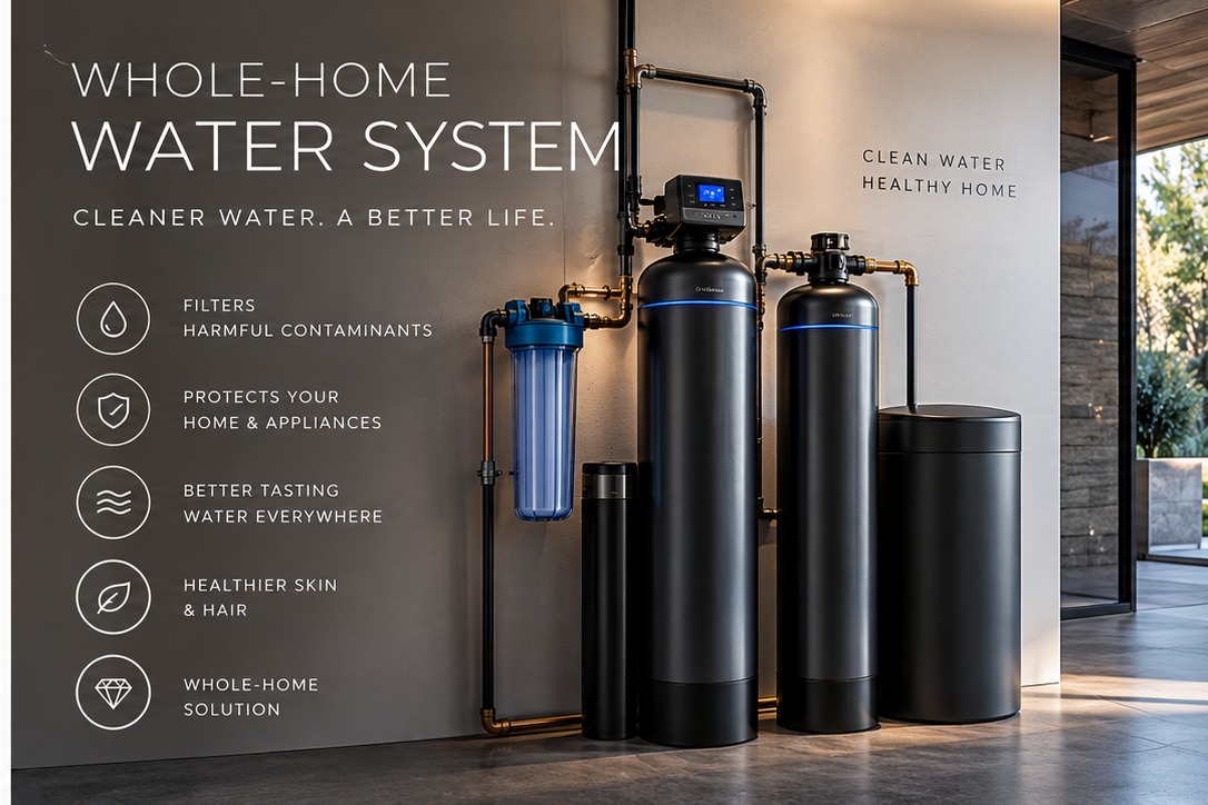 Whole-home water filtration and softener system