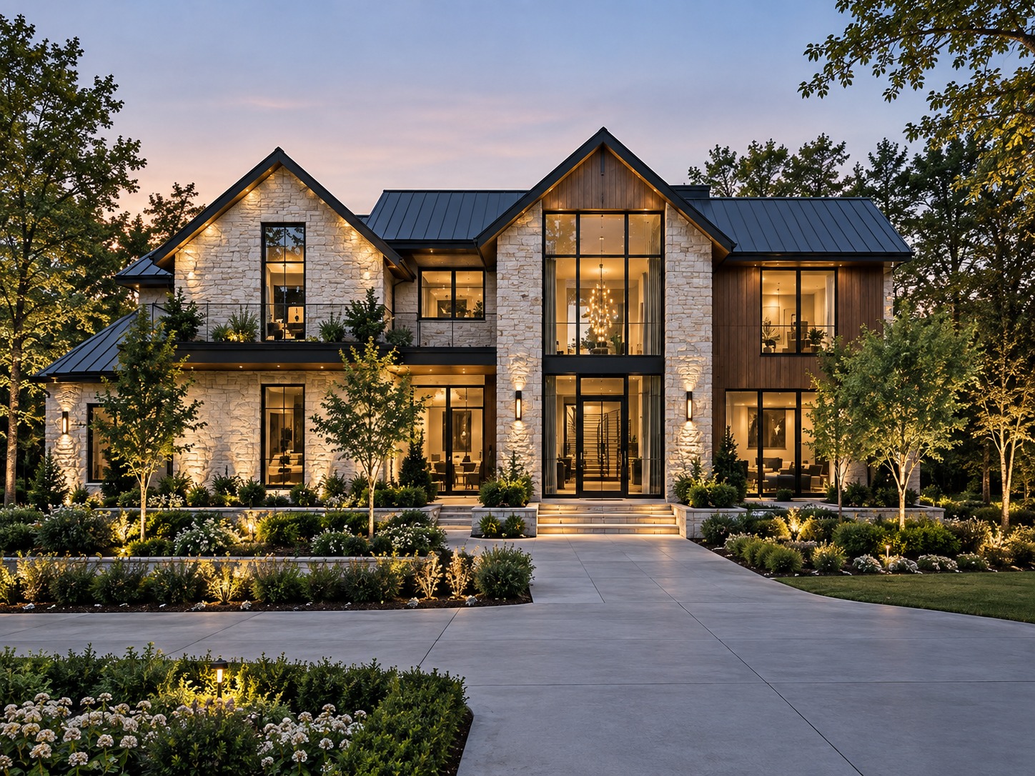 Modular residence concept in stone and timber